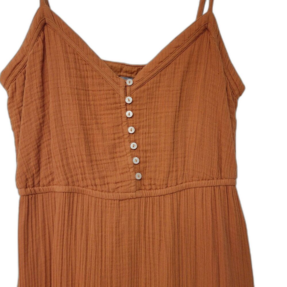 Aerie XS Rust Terracotta 100% Cotton Gauze Midi Dress Lined Adjustable Straps - Picture 4 of 6